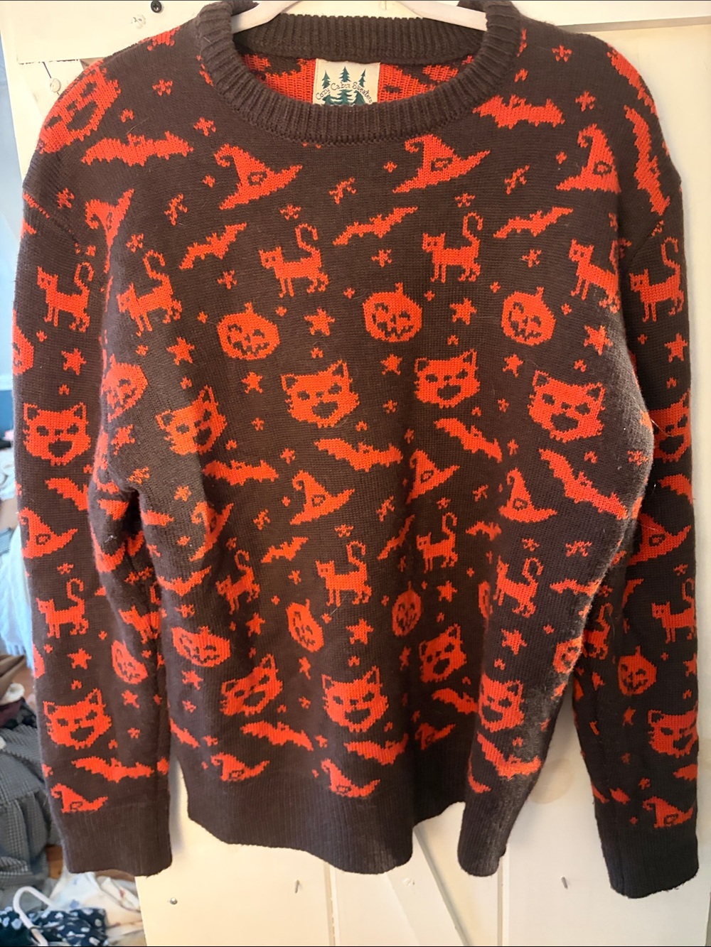 Kiel James Patrick Brown and Orange Halloween Crewneck Sweater